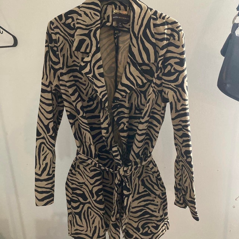 Dana Buchman Zebra print trench Coat slightly worn .